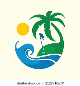 Beach and golf vector logo illustration