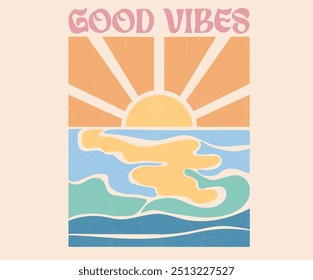 Beach good vibes. Beach modern abstract art. Enjoy beach life. Sunshine paradise graphic print design. Enjoy beach life. Summer vibes artwork. Surf club design.