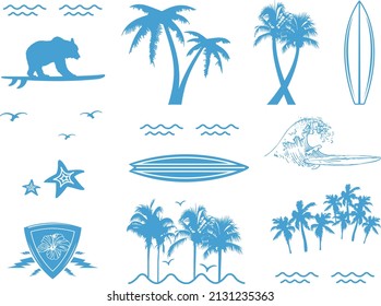 Beach graphics for patterns or individual use. 