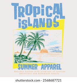 Beach Graphics. Summer vector. adventure. oranges graphics. beach print. hand drawn art. palm tree beach. tropical orange fruit. t shirt, sweatshirt, apparel clothing design