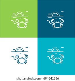 Beach green and blue material color minimal icon or logo design