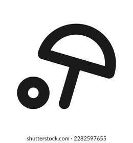 Beach ground outline icon, umbrella and ball vector illustration in trendy style. Editable graphic resources for many purposes.