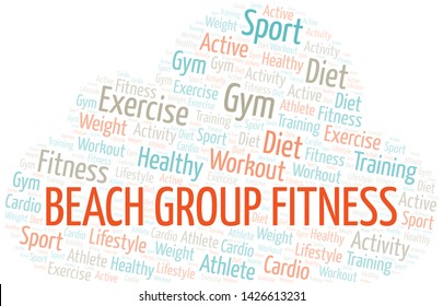 Beach Group Fitness word cloud. Wordcloud made with text only.