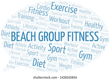 Beach Group Fitness word cloud. Wordcloud made with text only.