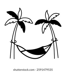 Beach hammock icon in drawing style 

