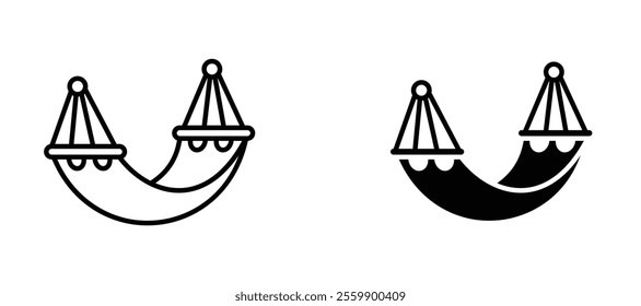 Beach hammock Icon set in black color for ui designs