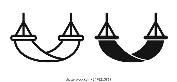 Beach hammock iconicon vector collection in outlined and solid style