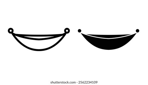 Beach hammock Icons pack in outlined and flat versions