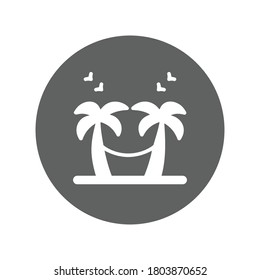 Beach, hammock, summer icon. Gray vector design is isolated on a white background