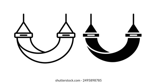 Beach hammock vector icon set in black color.