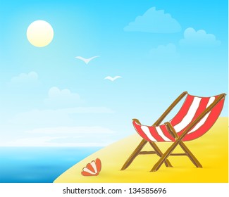 beach hand drawn banner with lounge  eps10