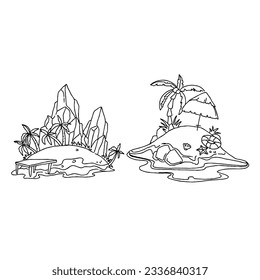 beach hand drawn doodle illustrations vector set