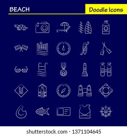 Beach Hand Drawn Icon for Web, Print and Mobile UX/UI Kit. Such as: Protein, Bottle, Drink, Sport, Beach, Net, Sports, Volley, Pictogram Pack. - Vector