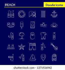 Beach Hand Drawn Icon for Web, Print and Mobile UX/UI Kit. Such as: Shorts, Holiday, Vacation, Wear, Swimming, Pool, Sea, Instrument, Pictogram Pack. - Vector