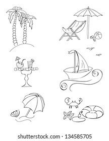 beach hand drawn icons on white eps 8