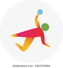 Beach-Handball-Wettkampfsymbol. Farbiges Sportzeichen.  