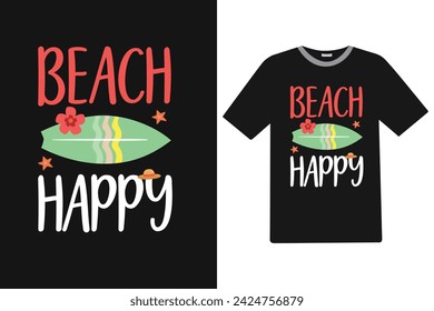 Beach Happy Summer T-shirt Design.