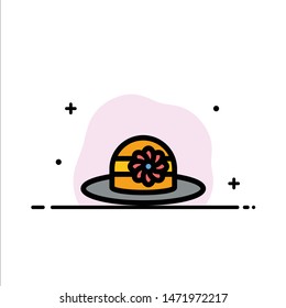 Beach, Hat, Cap  Business Flat Line Filled Icon Vector Banner Template