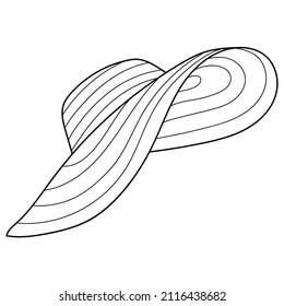 Beach hat. Coloring. Coloring book for children. Summer coloring.