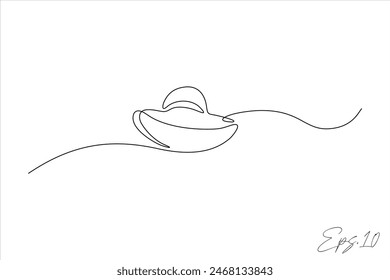  beach hat continuous line vector illustration