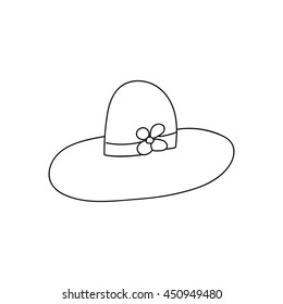 Beach hat doodle icon illustration vector