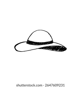 Beach Hat Doodle Vector – Hand-Drawn Sun Hat Sketch for Summer and Travel Themes