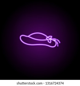 Beach hat dusk style icon. Elements of Summer holiday & Travel in neon style icons. Simple icon for websites, web design, mobile app, info graphics