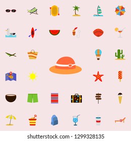 Beach hat flat icon. colored Summer icons universal set for web and mobile