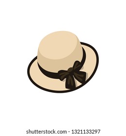 Beach hat in flat style. Isolated vector illustration. Object for summer and travel concepts.