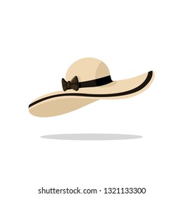 Beach hat in flat style. Isolated vector illustration. Object for summer and travel concepts.