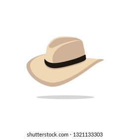 Beach hat in flat style. Isolated vector illustration. Object for summer and travel concepts.