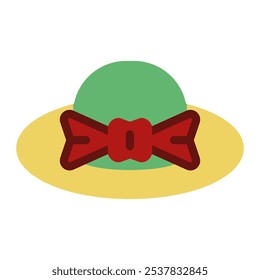 Beach hat Icon in Color Fill. Flat Style. Isolated on White Background