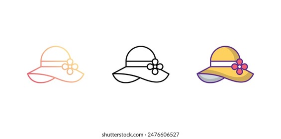 Beach Hat icon design with white background stock illustration