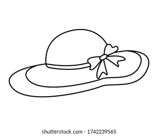 Beach hat icon isolated on white background. Coloring book. Outline