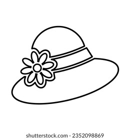 Beach Hat Icon In Outline Style