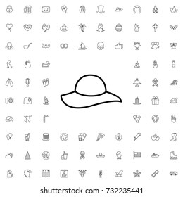 Beach hat icon. set of outline holiday icons.