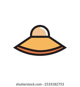 Beach hat icon, summer theme floppy hat icin vector design illustration, isolated on white background. 