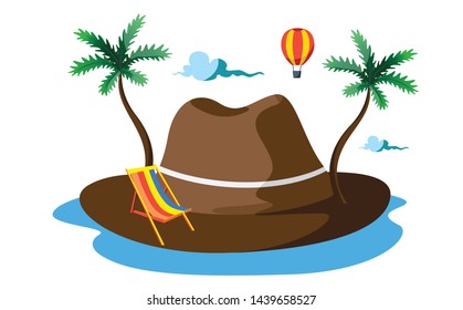 beach hat landscape concept with relaxing chair