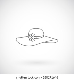 Beach hat  line icon, summer concept.