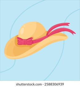 Beach hat with ribbon vector illustration