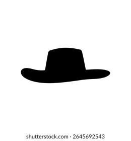 Beach hat silhouette vector flat design.