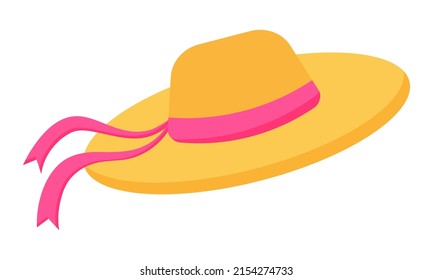 Beach hat. Hat for sun protection on the beach. Vector illustration.
