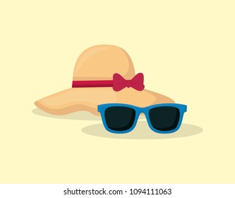 Watercolor Summer Clipart Hats Shades Stock Illustration 412126090