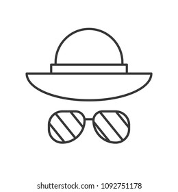 Beach hat and sunglasses, summer related outline icon