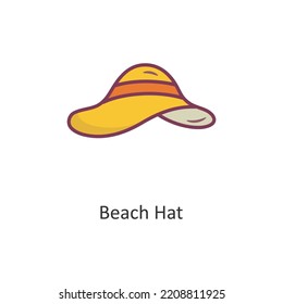 Beachhut Vector hat Umriss Icon Design Illustration ausgefüllt. Reisesymbol auf weißem Hintergrund EPS10-Datei