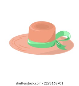 Beach hat vector, beach hat women accessory isolated. . Vector illustration