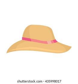 Beach hat vector, beach hat women accessory isolated. 