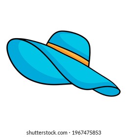Beach hat. Womens beach hat, isolated vector illustration. Cartoon style.
