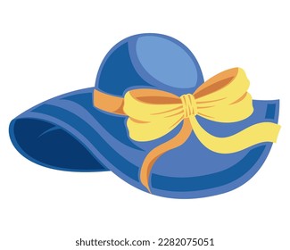 Beach hat with yellow tied knot over white