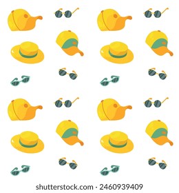 Beach hats and sunglasses pattern